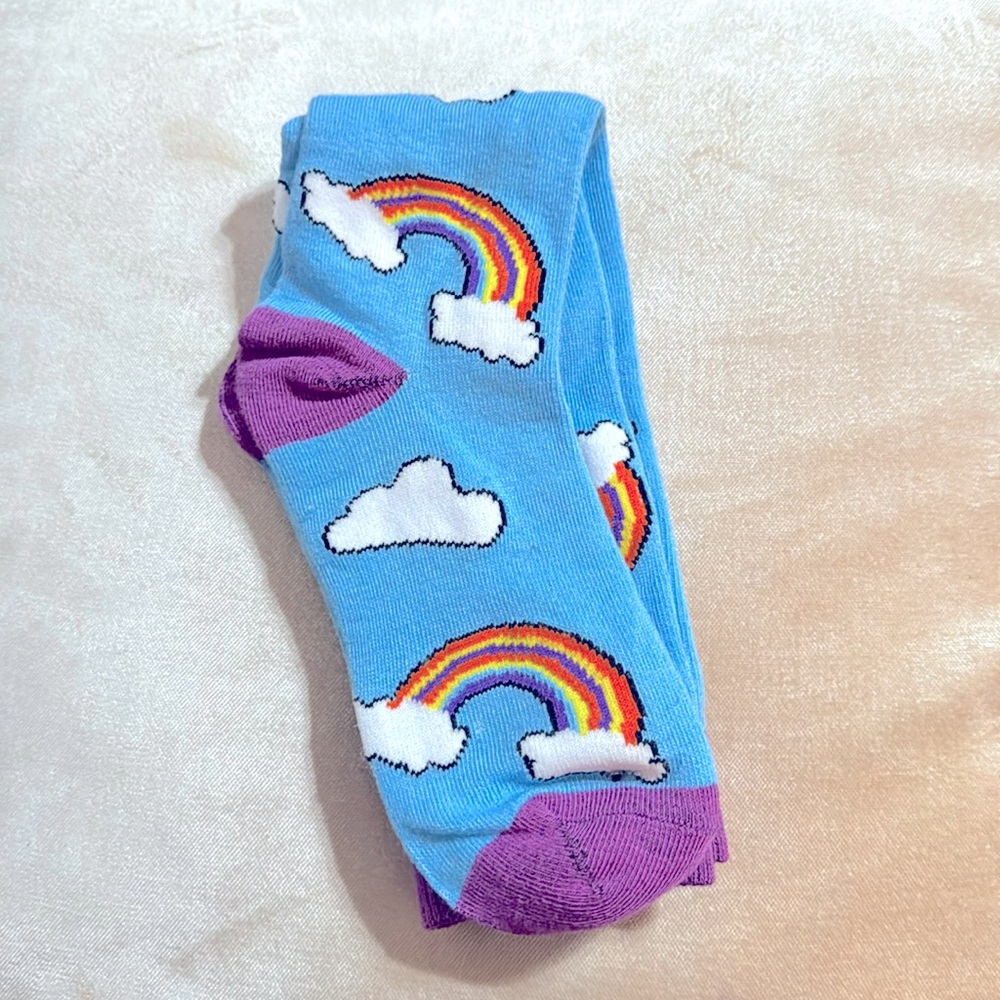 New 🦄Juncture 🦋Women's Fashion Knee Highs Size 5-9 Rainbow Clouds
